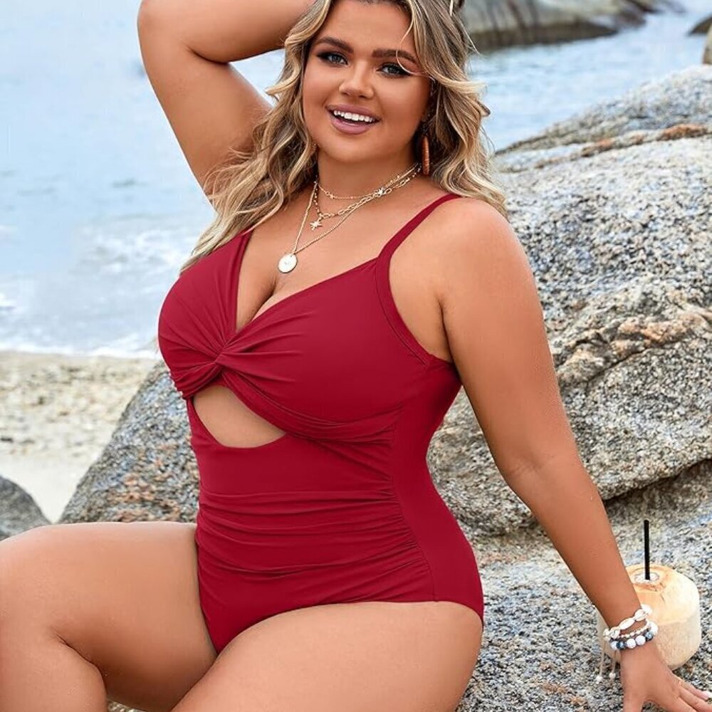 ❤️ Blooming Jelly Plus Size Twist Front One-Piece Swimsuit | Size XXL | NWT - Picture 3 of 4